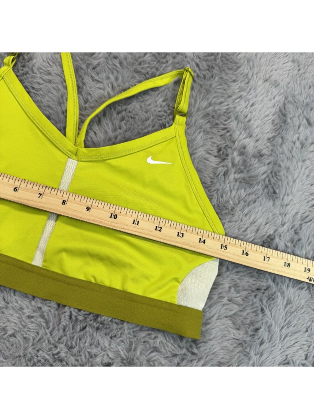 Nike Authentic Womens Size XL Dri-FIT INDY Neon Green White Top Sports Bra NEW - Picture 8 of 9